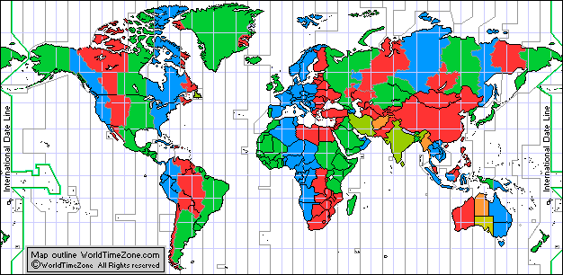 Map Standard World Time Zones