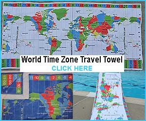 custom design limited production Brazilian style sarong or kanga with map of World Time Zones Ipanema beach Rio Brazil Brazilian Sarong Kanga pareo sri canga surong