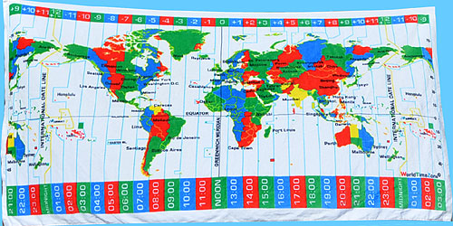  World Time Zones beach towel - soft velour white by worldtimezone