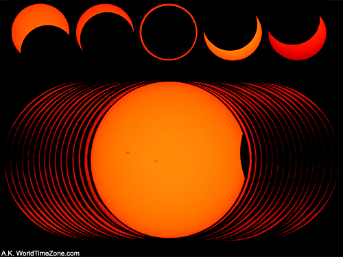 Phases of an Annular Solar Eclipse in Araruna, Brazil photo taken by Alexander Krivenyshev in Araruna, Brazil WorldTimeZone