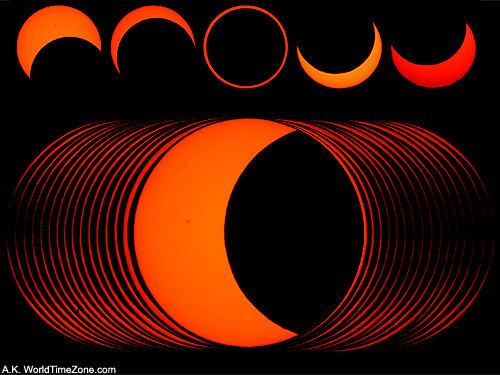 Phases of an Annular Solar Eclipse between First contact C1 and Second contact C2 in Araruna, Brazil photo taken by Alexander Krivenyshev in Araruna, Brazil WorldTimeZone