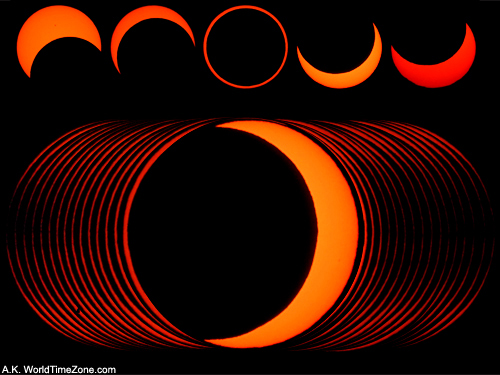Phases of an Annular Solar Eclipse after C3 contact in Araruna, Brazil photo taken by Alexander Krivenyshev in Araruna, Brazil WorldTimeZone
