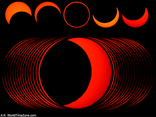 Phases of an Annular Solar Eclipse after Annularity and C3 contact in Araruna, Brazil photo taken by Alexander Krivenyshev in Araruna, Brazil WorldTimeZone