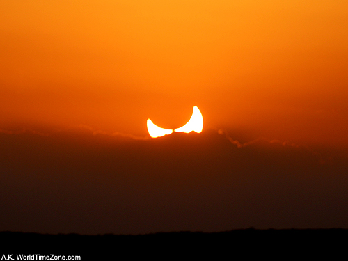 Sunset with Devil Horns during Annular Solar Eclipse in Araruna, Brazil photo taken by Alexander Krivenyshev in Araruna, Brazil WorldTimeZone