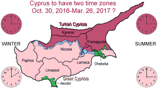 Two time zones in Cyprus