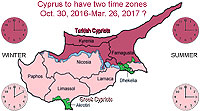 Two time zones in Cyprus World Time Zone