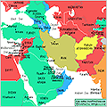 Middle East time zones map and current local time across Middle East