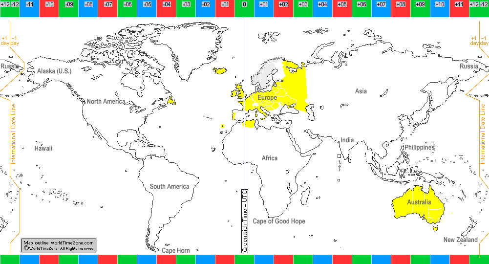 Daylight Saving Time DST Summer Time in 1917 map presentation arranged by WorldTimeZone