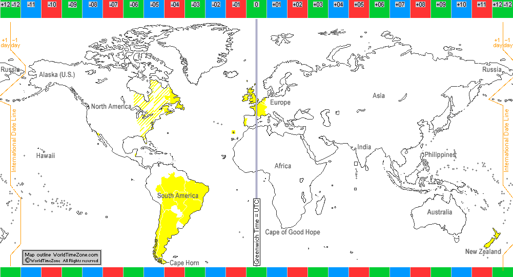 Daylight Saving Time Summer Time DST of the world 1931 map presentation arranged by WorldTimeZone