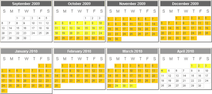 DST Calendar for Australia 2009-2010