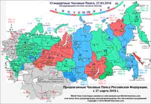 Карта часовые пояса Российской Федерации с 27 марта 2016 года составлена и оцифрована Александр Кривенышев