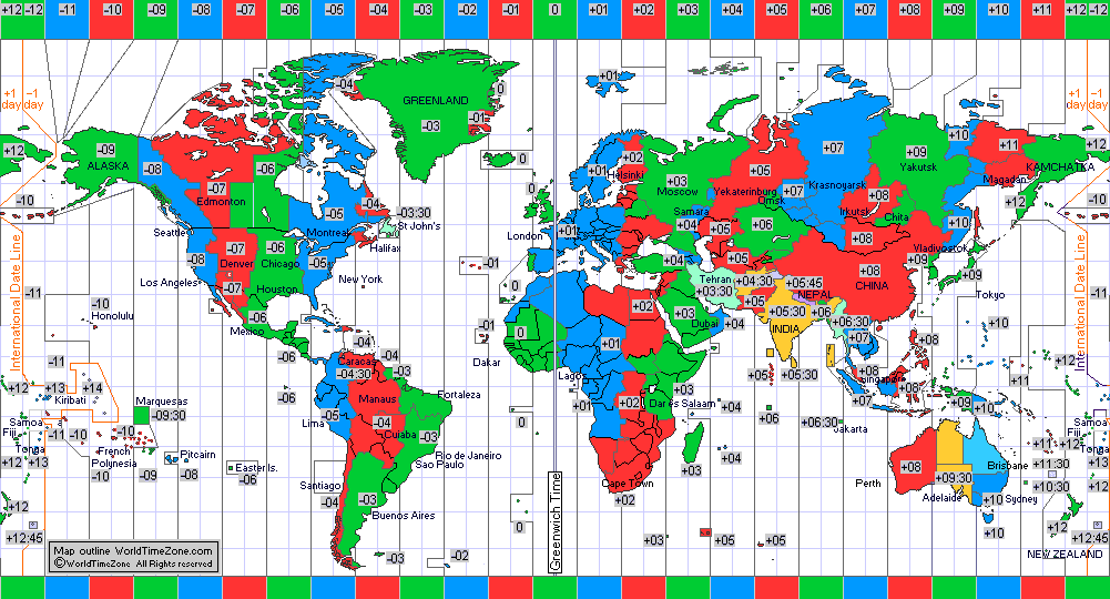 World Clock Map Time Zones