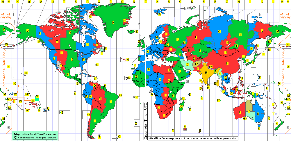 world map time zones Military Time Zone Chart Of The World