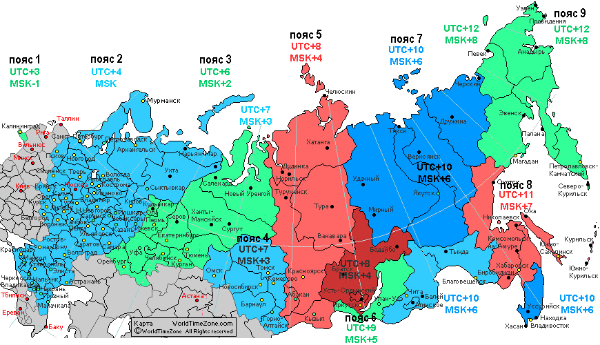 Казахстан часовые пояса карта