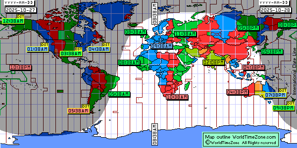 Day Night map Earth and local time around the world from WorldTimeZone