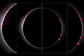 Solar prominences: curtains, flames, fans, flares, surges, sprays, loops during total solar eclipse in Mazatlan, Mexico worldtimezone world time zone