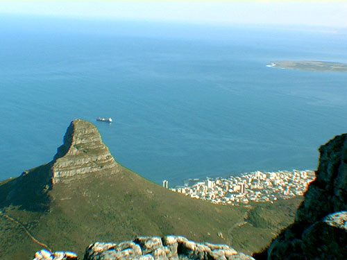Cape Town View to Lion's Head from Table Mountain South Africa