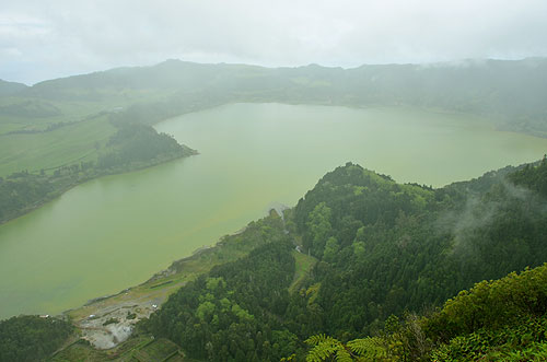 Lagoa das Furnas Furnas Lake part of the Furnas Volcano Sao Miguel island Azores.