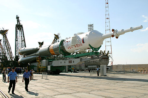 Soyuz rocket moves to the launch pad at Baikonur Cosmodrome Baikonur cosmodrome tour
