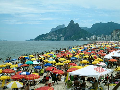 Ipanema beach is jam packed during Carnival Rio de Janeiro Brazil
