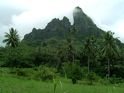 Bora Bora two peaks Mount Pahia and Mount Otemanu French Polynesia