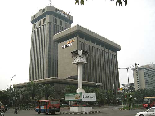One of the clocks at traffic intersection in Jakarta, Indonesia