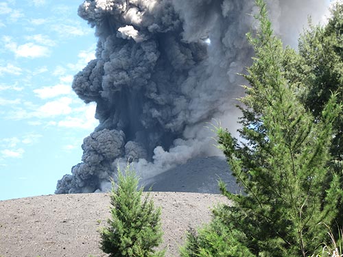 Eruption of Anak Krakatau Child of Krakatoa new island volcano Indonesia Sunda Strait