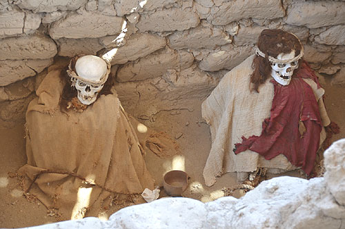 Prehispanic mummies in the Necropolis de Chauchilla Nazca Peru worldtimezone travel