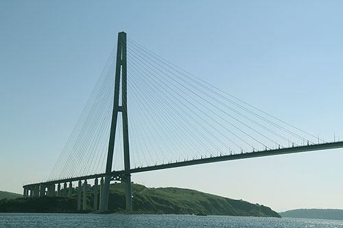 Russky Island bridge world largest cable-stayed bridge with highest pylons 320.9 m and longest cable stays in Vladivostok Russia