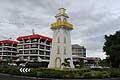 Apia Clock tower with Daylight Saving Time sign Samoa