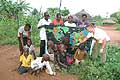 locals from Pokwero Village with World Time Zone kanga after total solar eclipse