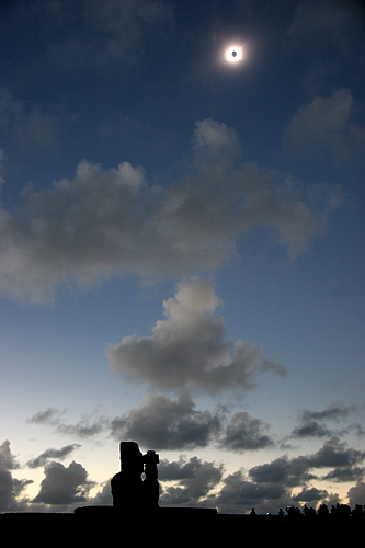 Total Solar Eclipse over Moai Ahu Tahai Hanga Roa Easter Island Rapa Nui July 11 2010