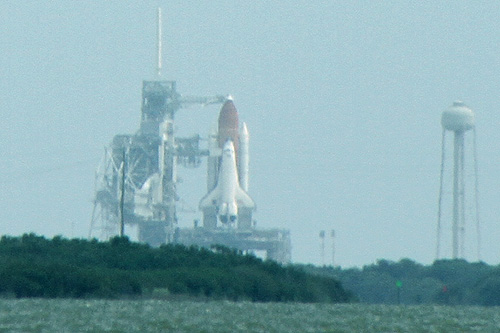 Space shuttle Atlantis before last launch view from NASA Causeway July 8 2011 photo Alexander Krivenyshev World Time Zone
