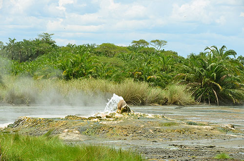 Buranga Hot Springs Mumbuga geyser female pool Rwenzori mountains Semuliki National Park border between Uganda and Congo photo Alexander Krivenyshev WorldTimeZone