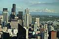 Seattle view from the Space Needle Rainier in the background