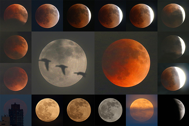 Views of Total Lunar Eclipse of May 15, 2022 over New York City- travel with world time zones